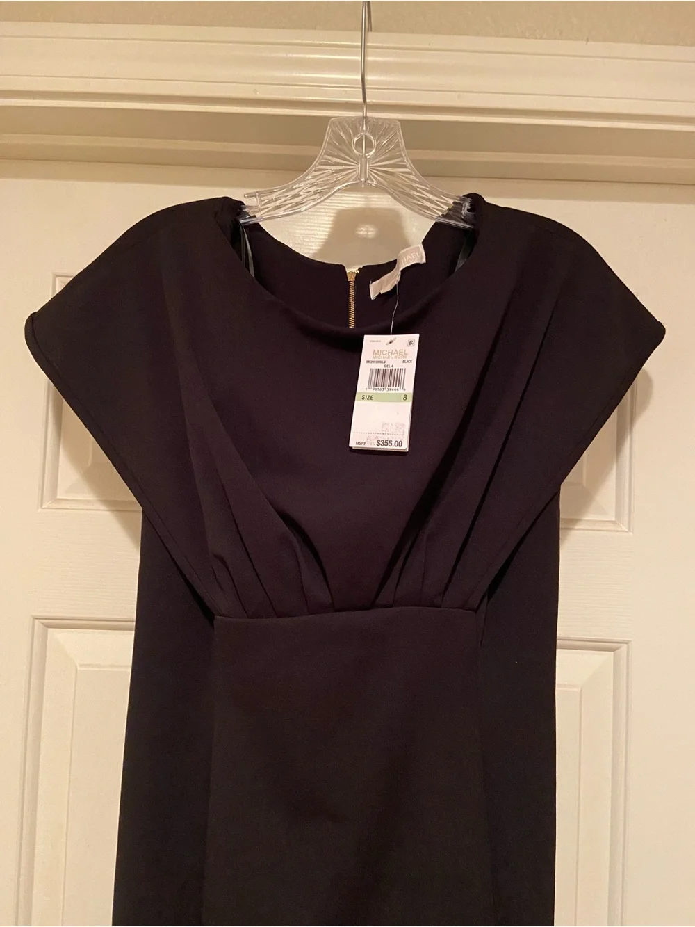 NWT Michael Kors Calvin Klein Collab Size 8 Black Short-Sleeve Midi Sheath Dress